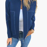 Women’s Hip-Length Bomber Jacket with Front Zip