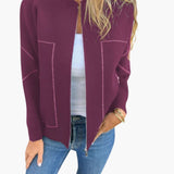 Women’s Hip-Length Bomber Jacket with Front Zip