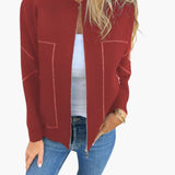 Women’s Hip-Length Bomber Jacket with Front Zip