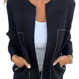 Women’s Hip-Length Bomber Jacket with Front Zip
