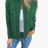 Women’s Hip-Length Bomber Jacket with Front Zip