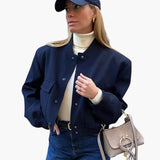 Women’s Jacket with Button Closure and Ribbed Hem