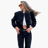 Women’s Jacket with Button Closure and Ribbed Hem