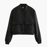 Women’s Jacket with Button Closure and Ribbed Hem