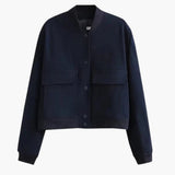 Women’s Jacket with Button Closure and Ribbed Hem