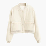 Women’s Jacket with Button Closure and Ribbed Hem
