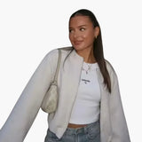 Women’s Jacket with Round Neck and Zipper Closure