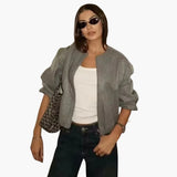 Women’s Jacket with Round Neck and Zipper Closure