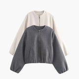 Women’s Jacket with Round Neck and Zipper Closure
