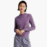 Women’s Sweater with Draped Neckline and Ribbed Cuffs