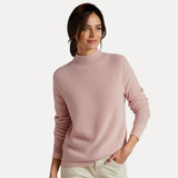 Women’s Sweater with Draped Neckline and Ribbed Cuffs