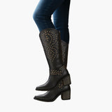 Women’s Knee-High Boots with Pointed Toe and Side Zipper
