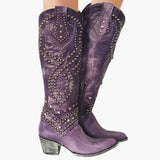 Women’s Knee-High Boots with Pointed Toe and Side Zipper