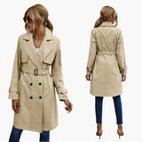 Women’s Knee Length Trench Coat with Belt