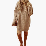 Women’s Knit Dress with Cable Detailing and Ribbed Edges