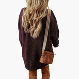Women’s Knit Dress with Cable Detailing and Ribbed Edges
