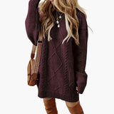 Women’s Knit Dress with Cable Detailing and Ribbed Edges