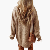Women’s Knit Dress with Cable Detailing and Ribbed Edges
