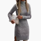 Women’s Knit Dress with Turtleneck and Long Sleeves