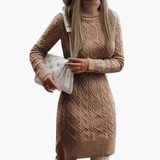 Women’s Knit Dress with Turtleneck and Long Sleeves