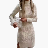 Women’s Knit Dress with Turtleneck and Long Sleeves