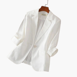 Women’s Linen Blazer with Roll-Up Sleeves