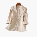 Women’s Linen Blazer with Roll-Up Sleeves