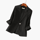 Women’s Linen Blazer with Roll-Up Sleeves