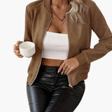 Women’s Long-Sleeve Bomber Jacket with Ribbed Hem