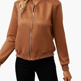 Women’s Long-Sleeve Bomber Jacket with Ribbed Hem