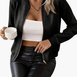 Women’s Long-Sleeve Bomber Jacket with Ribbed Hem