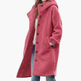Women’s Long Coat with Stand Collar and Front Zip Closure