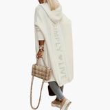 Women’s Long Hooded Knitted Cardigan with Open Front and Side Pockets