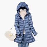 Women’s Long Hooded Parka with Front Closure