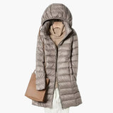 Women’s Long Hooded Parka with Front Closure