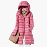 Women’s Long Hooded Parka with Front Closure