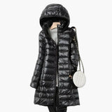 Women’s Long Hooded Parka with Front Closure