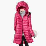 Women’s Long Hooded Parka with Front Closure