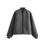 Women’s Long Sleeve Bomber Jacket with Front Zipper