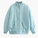 Women’s Long Sleeve Oversized Bomber Jacket with Round Neck