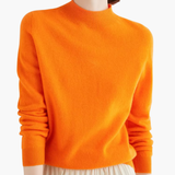Women’s Mock Neck Sweater with Long Sleeves and Ribbed Trim
