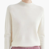Women’s Mock Neck Sweater with Long Sleeves and Ribbed Trim