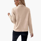 Women’s Open Front Jacket with Draped Lapels and Zip Pockets