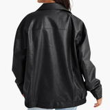 Women’s Oversized Bomber Jacket with Zip Closure and Long Sleeves