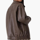 Women’s Oversized Bomber Jacket with Zip Closure and Long Sleeves