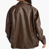 Women’s Oversized Bomber Jacket with Zip Closure and Long Sleeves