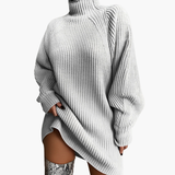 Women's Oversized Turtleneck Sweater with Ribbed Knit Texture