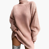 Women's Oversized Turtleneck Sweater with Ribbed Knit Texture