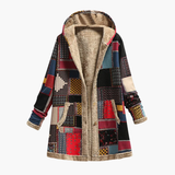 Women’s Patchwork Overcoat with Soft Lining and Hood