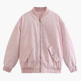 Women’s Plus-Size Bomber Jacket with Zip and Side Pockets